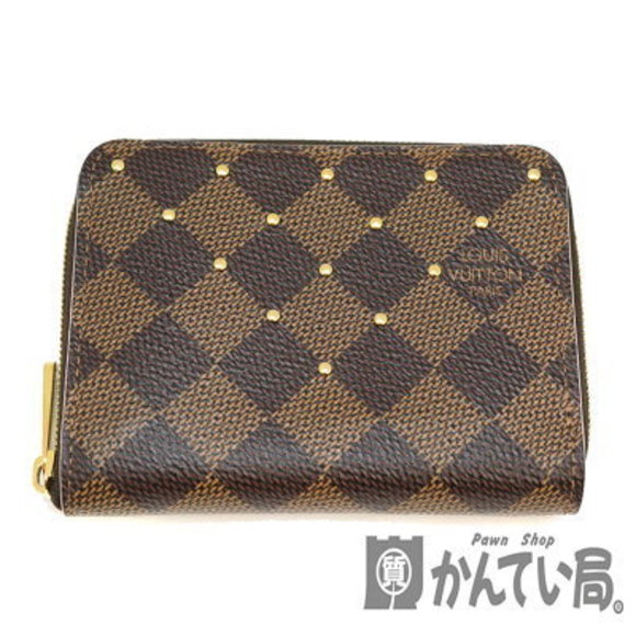 Louis Vuitton Zippy Coin Damier Ebene Brown Studs Pink Zip - Picture 1 of 12